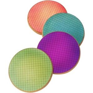 Set Of 4 Disco Coasters Different Colors For Drinks/Beverages W/ Cork Bottoms